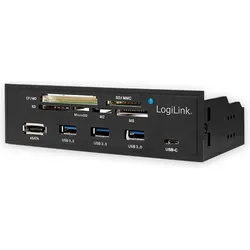 LogiLink Multifunktions-Panel (SATA), Speicherkartenlesegerät, Schwarz