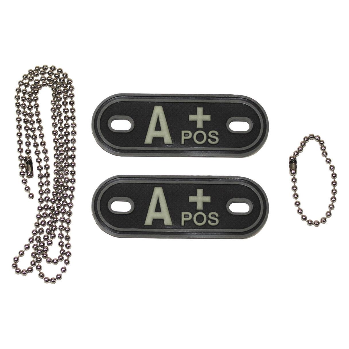 Mfh Blutgruppenmarke, mit Kette, nachleuchtend, "A POS", 3D (Erste Hilfe Set Zubehör) (33512100)