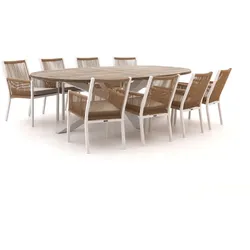 Manifesto Rivola/ROUGH-Y Ellips 280 cm Gartenmöbel-Set 9-teilig