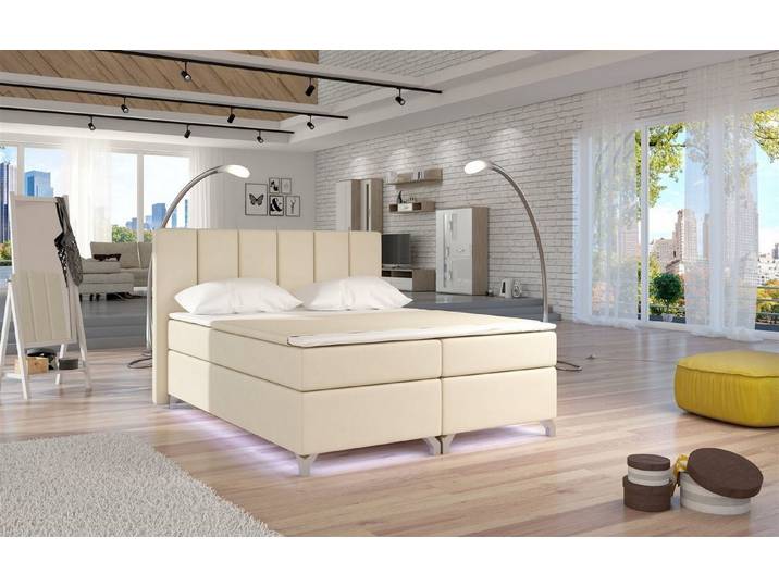 Fun Möbel Boxbett Schlafzimmerbett PARMA mit LED (inkl. Bettkästen, inkl. Kaltschaumtopper)