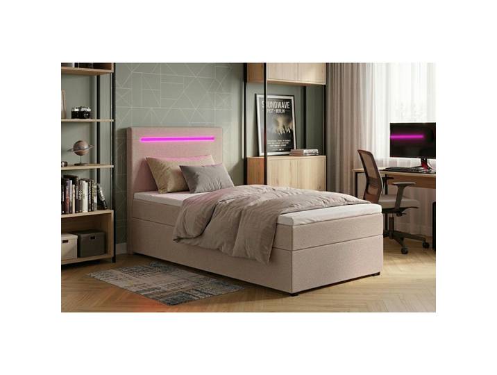 Mid.you Boxbett, Rosa, Kunststoff, 100x200 cm, Bettkasten, gepolstertes Kopfteil, Beleuchtung, Stoffauswahl, Kinderzimmer & Jugendzimmer, Jugendmöbel, Jugendbetten