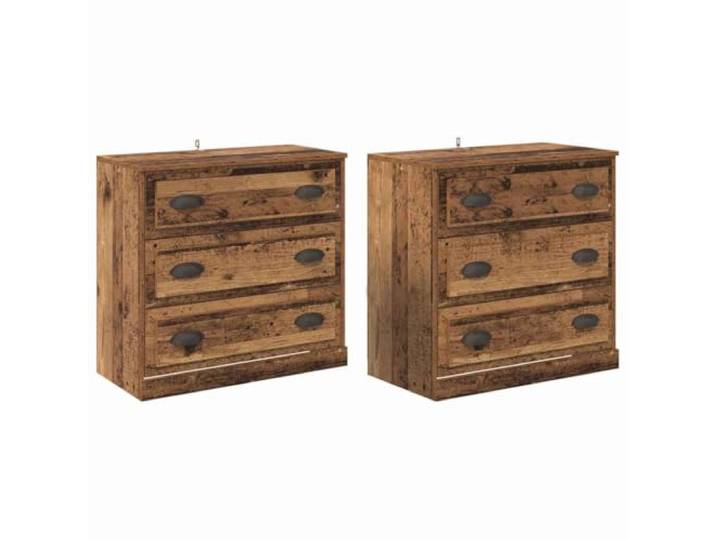 HGFDVCMR Sideboard 2er Set Altholz-Optik 70x35,5x67,5 cm Holzwerkstoff Kompakter Kommodenschrank im 2er-Set für Küchen, Flur und Schlafzimmer mit geräumiger Schublade und klarem Design.
