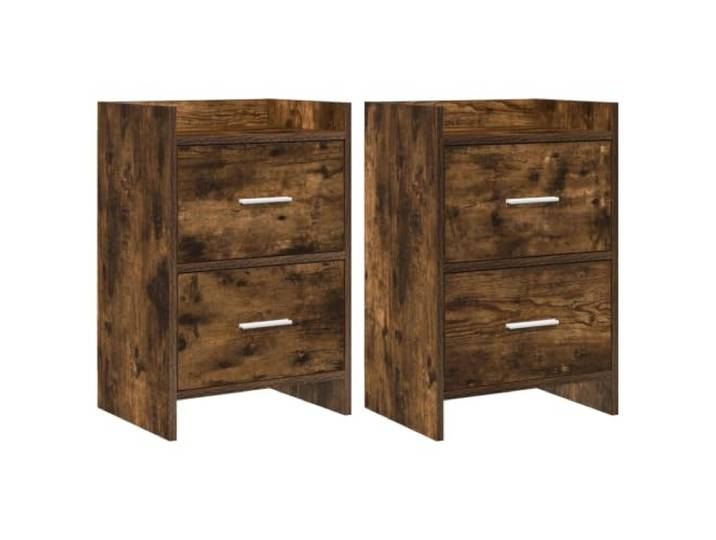 KFGWERSTY Nachttisch Eiche 40 x 30 x 60 cm Holzwerkstoff Geräucherte 2 Schubladen mit Metallgriffen, je 40 x 30 x 60 cm Innenmaß, für Schlafzimmer und kleine, Holzwerkstoff