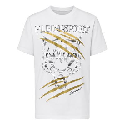 T-Shirt PLEIN SPORT "Tiger", Herren, Gr. L, 01, weiß, Obermaterial: 100% Baumwolle, Shirts T-Shirt