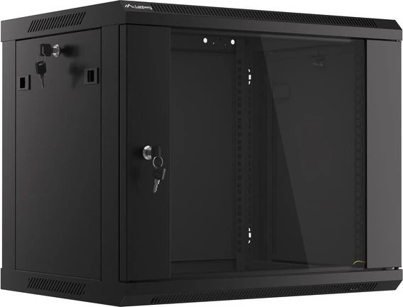 Lanberg Rack Wandschrank 19" 9U/600X450 Glastür schwarz