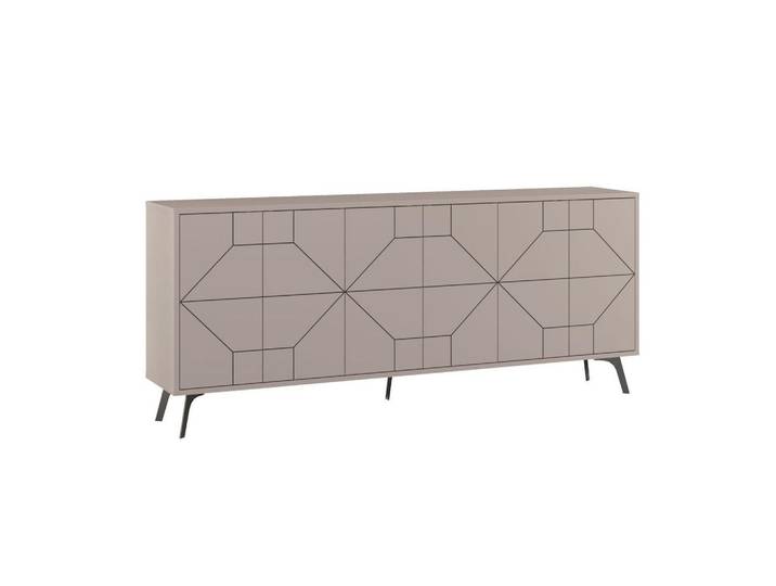 Calicosy Buffet mit 6 dekorierten Türen L184 cm - Dune, Taupe, 35x77.4x184 cm, Kleinmöbel, Kommoden, Sideboards