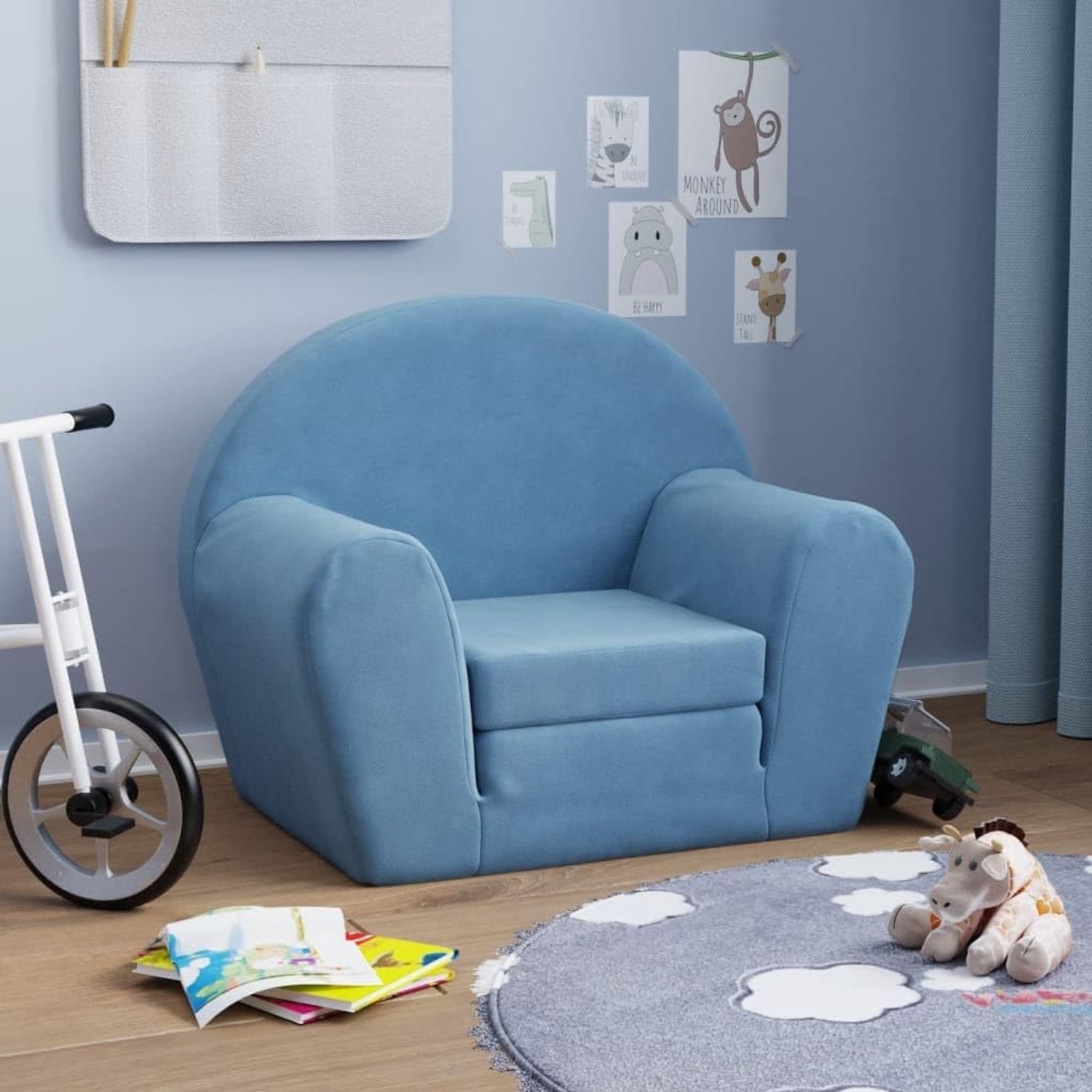 Moderne 2-in-1 slaapbank en uittrekbare kinderbank, blauw