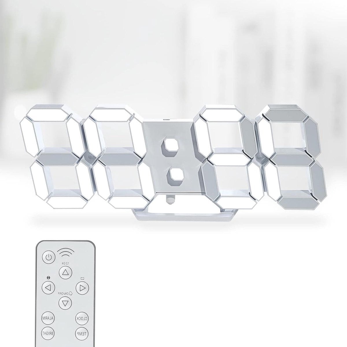 Digitale LED Wandklok en Tafelklok met Automatische Dimfunctie - 97 Inch - Wit