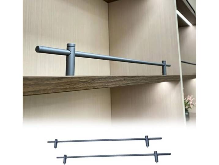 ROBAUN 2er-Pack Metall-Regalschutzgeländer gegen Absturz, schwimmende Regale, Absperrstange for die Küche, Holzregal-Zaungeländer(Gray-2 Pack,42in/107cm)