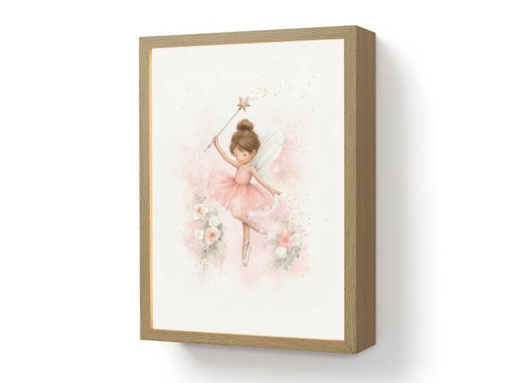 OnlyWow Wandleuchte MIT Akku Ballerina - Fee - Blumen - Rosa 30x40 cm, Rechteckig, LED integrated, 30x40x8 cm, Lampen & Leuchten, Innenbeleuchtung, Wandleuchten