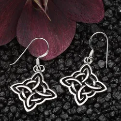 Drachensilber Kelten Quadrat Silber Ohrhänger keltischer Ohrschmuck 925 Silber (Paar) - Silber