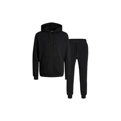 Trainingshose JACK & JONES "Trainingsanzug JJEBRDLEY SWEAT HOOD SET", Herren, Gr. M, N-Gr, schwarz, Obermaterial: 65% Polyester PES. 35% Baumwolle CO., Hosen Trainingshose