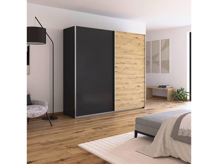 Armoire - Bicolore 226cm Gris/Gris métallisé
