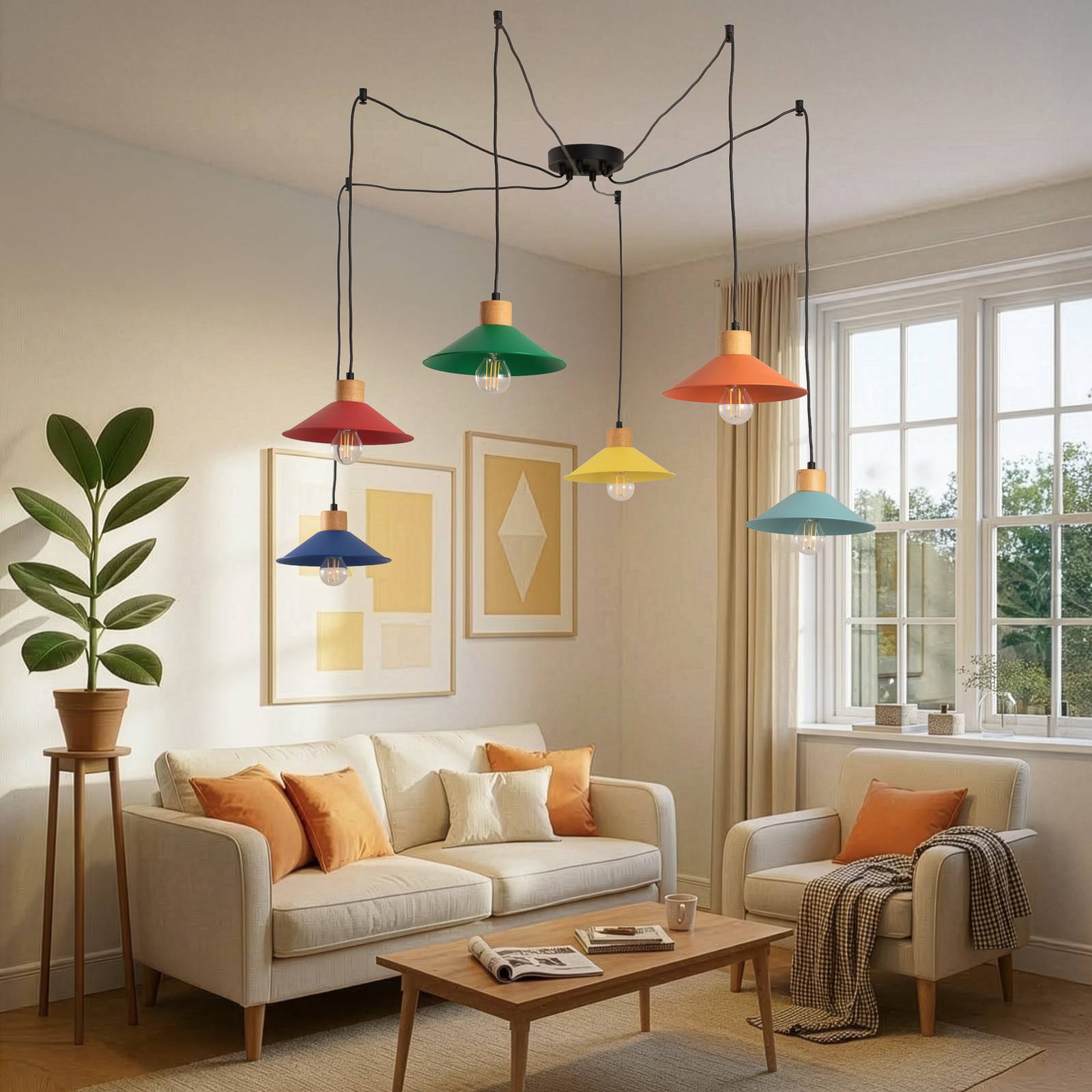 Hängelampe Manavgat Opviq, dimmbar, Multicolour, für Wohn- / Esszimmer, Metall, Pendelleuchte