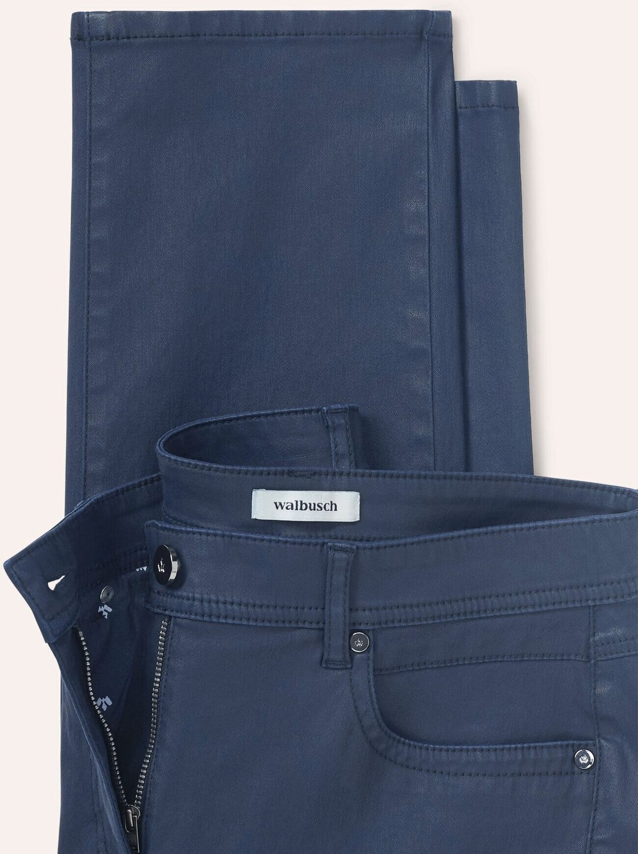 Walbusch Five Pocket Hose Lederoptik, , Farbe Blau, 40, Lederoptik durch Beschichtung hautsympathische Baumwolle Damen