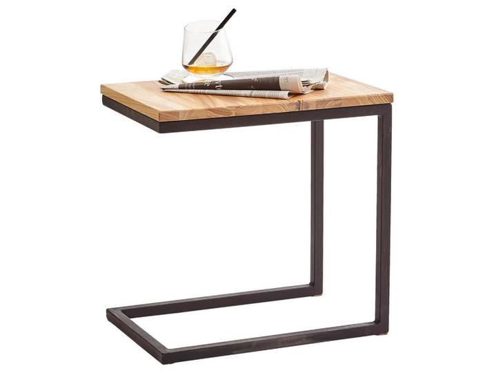 Xora Beistelltisch, Schwarz, Eiche, Holz, Metall, Wildeiche, massiv, rechteckig, C-Form, 45x45x30 cm, Wohnzimmer, Wohnzimmertische, Beistelltische, Beistelltische Metall