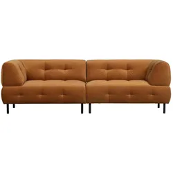 Sofa Lloyd aus Samt, modern und gepolstert, Rostrot, komfortabel für 3–4 Personen