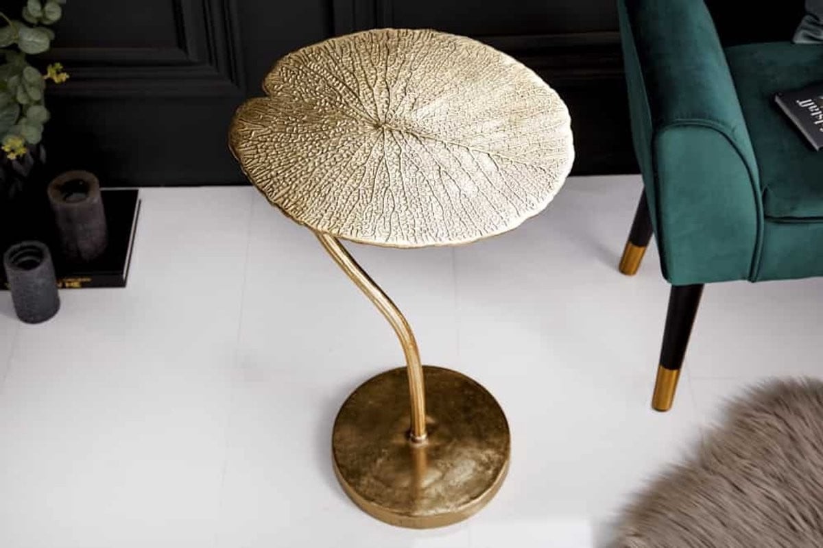 Handgemaakte design bijzettafel ABSTRACT LEAF goud - Breedte: 40 cm