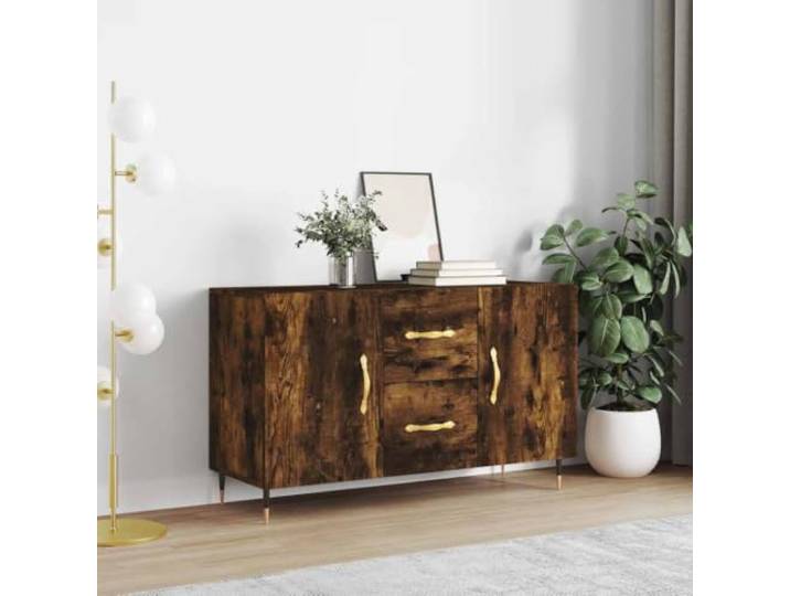 KGCRYUWED Sideboard in Räuchereiche Optik, Kommode mit Metallbeinen, Stauraumschrank für Wohnzimmer, 100x36x60 cm