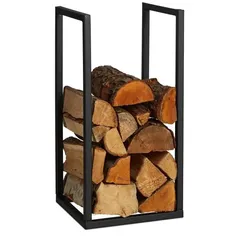 Relaxdays Schwarzes Kaminholzregal aus Metall Schwarz