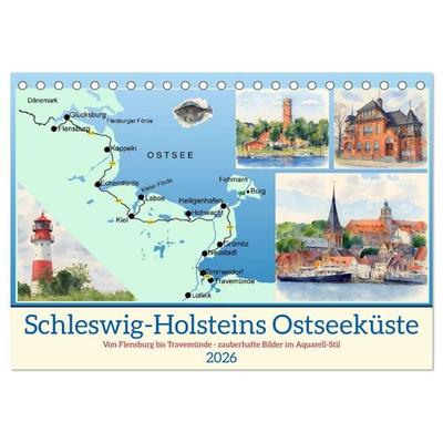 Schleswig-Holsteins Ostseeküste (Tischkalender 2026 DIN A5 quer), CALVENDO Monatskalender
