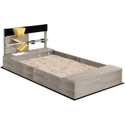 SANDKASTEN 154 x 80 x 60 cm Sandkiste aus Holz mit Küchenelementen Grau