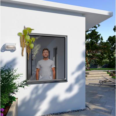 Insektenschutz-Fensterrahmen WINDHAGER "magnetisch mit Pollenschutz, Fliegengitter Fenster ohne bohren", weiß (rahmen: weiß gewebe: schwarz), B:100cm H:120cm, Insektenschutzgitter, Insektenschutzgitter Magnet 100 x 120cm, erhältlich in anthrazit, weiß