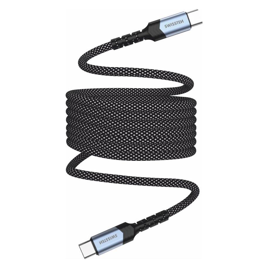 Swissten Magnetic Data Cable Self-Winding USB-C / USB-C 1 M (1 m, 60 W) (71551010)