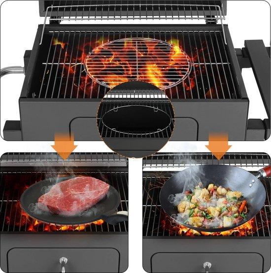 Holzkohlegrill - Holzkohlebarbecue - Riesiger Holzkohlegrill - Holzkohlegrill mit Holzkohlelade und 2 Klapptischen