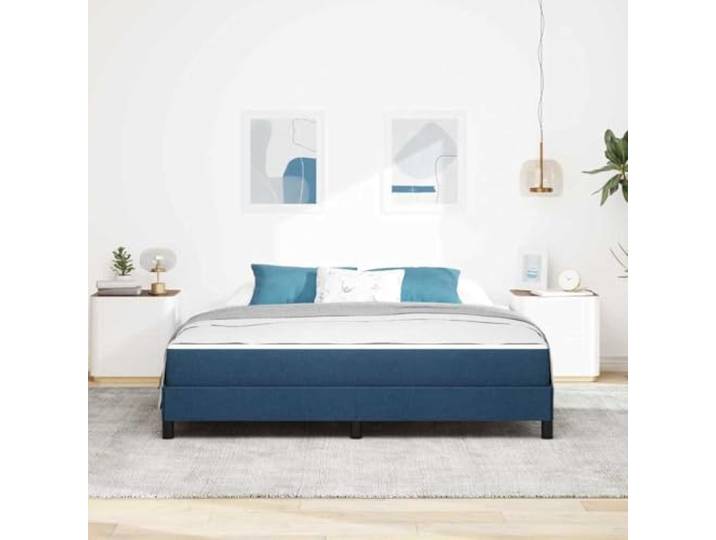 KTHLBRH Boxspringbett mit Matratze blau 180 x 200 cm Stoff Engineering Holzgestell, Lattenrost, 280 kg Tragkraft, modernes Zimmer