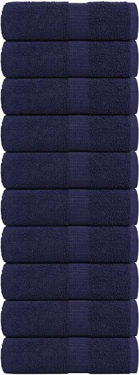vidaXL FROGN set van 10 marineblauwe washandjes, 30x30 cm, 360 g/m²