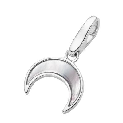 Charm-Einhänger "Mond mit Perlmutt Einlage, Silber 925", weiß (perlmutt), GIORGIO MARTELLO MILANO, Charms, Damen, Silber 925 (Sterlingsilber)