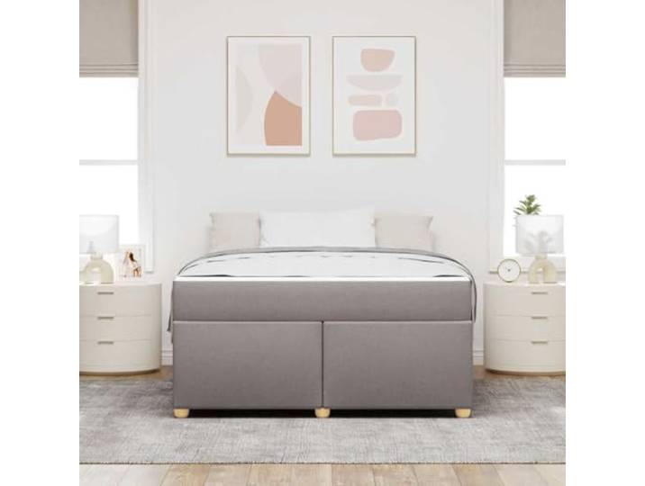 KTHLBRH Doppelbett 160 x 200 cm mit Matratze Taupe Holzrahmen, Taschenfederkernmatratze, schwarze Beine, einfache Montage
