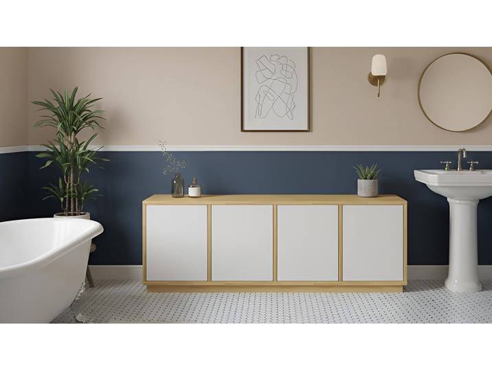 Badezimmer-Lowboard nach Maß Eiche Klarlack