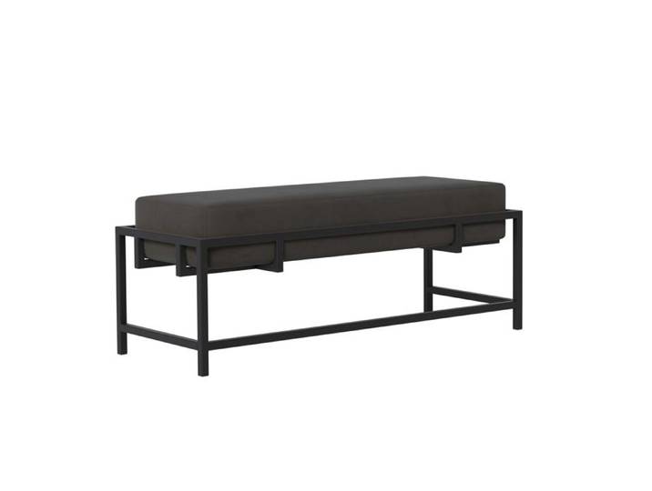 Banc GLAM - assise rembourrée - structure métallique - 100x35x45 cm - Noir