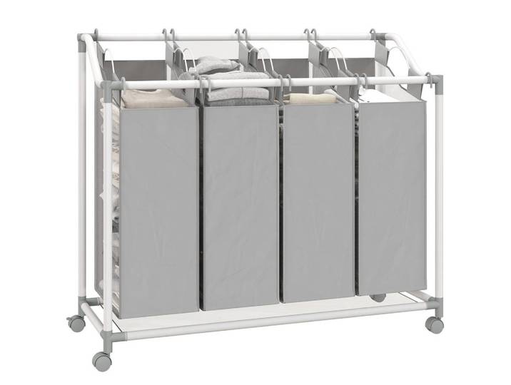 ComfortXL Wäschekorb De-09422 4 Fächer mit Rädern Grau, Metall, 97x81x38 cm, Haushalt & Reinigung, Wäschepflege, Wäschekörbe & Wäschetonnen