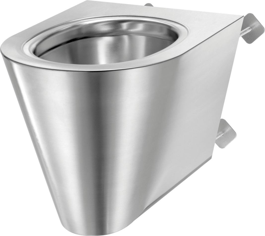 Delabie WC S21 S wandmodel toilet met achterzijde aansluiting in satijn afgewerkt roestvast staal 1.4301
