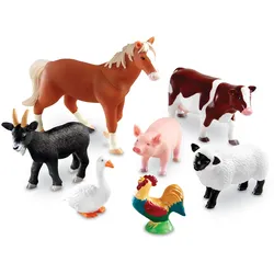 Learning Resources Jumbo Bauernhoftiere Set Spielzeug - 7 große Kunststoff-Tierfiguren, mehrfarbig, ab 18 Monaten - Förderung Zählen, Rollenspiele