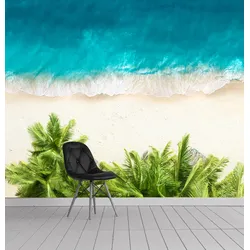 Fototapete QUEENCE "Meer", blau, B:360m H:250m, Vinyl, Tapeten, Wandpaneele, selbstklebend, Tapete, Sticker, Wanddeko, XXL-Fotomotiv