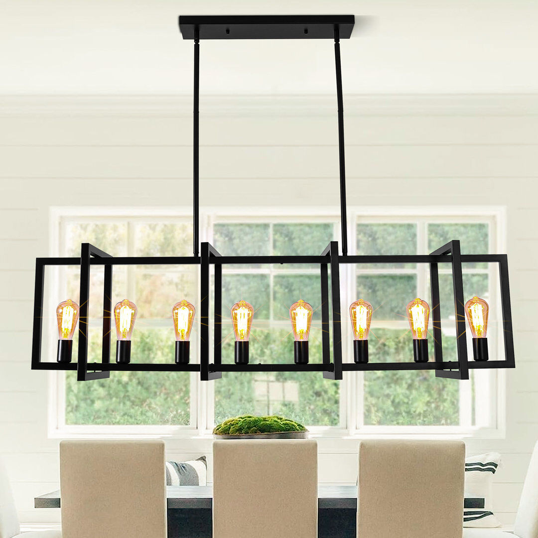 Blue Elephant Billal 8 - Light Black Kitchen Island Pendant Black 35cm H X 130cm W X 29cm D