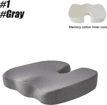 Inspire Essentials Memory Foam Coccyx Seat Cushion U Shaped Pillow For Office Chair And Car 1 gray