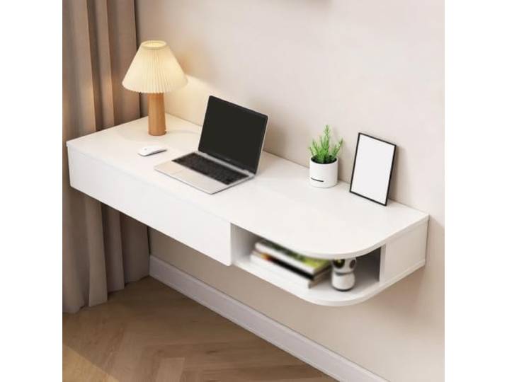 PGZMDTWI Schwebender Schminktisch, Wandtisch, Holz-Arbeitsplatz Platzsparendes Design mit Einfacher Aufbewahrung für Zuhause, Büro und Kleine Wohnung(Left B,120 cm47.24 in)