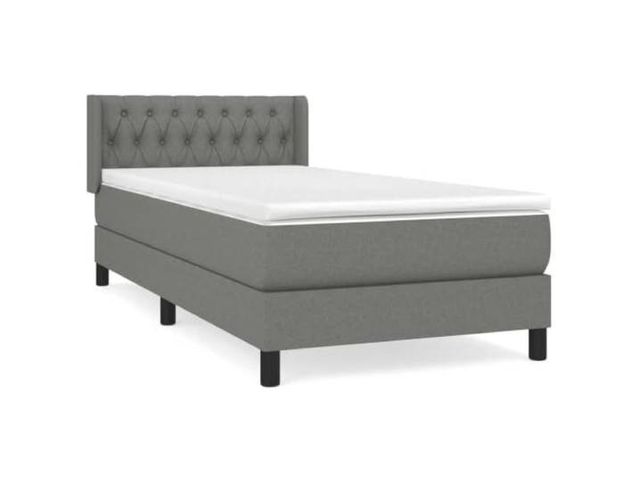 PUGYNBK Boxspringbett, 90 x 200 cm, mit Federkernmatratze Verstellbares Kopfteil, mittlere Festigkeit, atmungsaktiver Stoff, inklusive Montageanleitung (evtl. nicht in deutscher