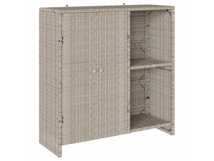 TUERYAFEK Aufbewahrungsschrank mit Tür Hellgrau 100 x 36 x 102 cm Rattan Stabile Rattan-Konstruktion, flexible Regalböden, platzsparendes Design, für Wohnzimmer und Flur