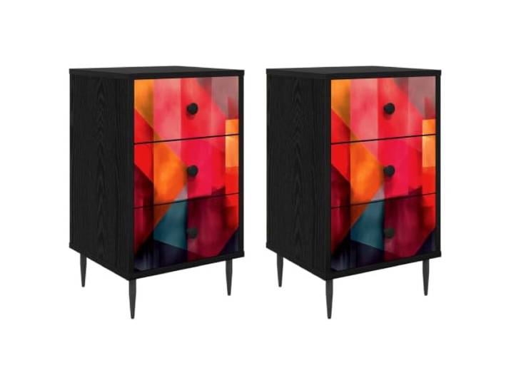 HGDFWRQW Nachttisch 2er Set Nachtschrank Beistelltisch 36x33x61cm Zweiteilige Nachtkonsole für das Schlafzimmer mit dekorativer Frontstruktur und pflegeleichter Oberfläche.
