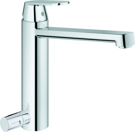 Grohe Eurosmart mélangeur de cuisine 30195000, chromé cosmopolite, bec moyen-haut, robinet d'arrêt
