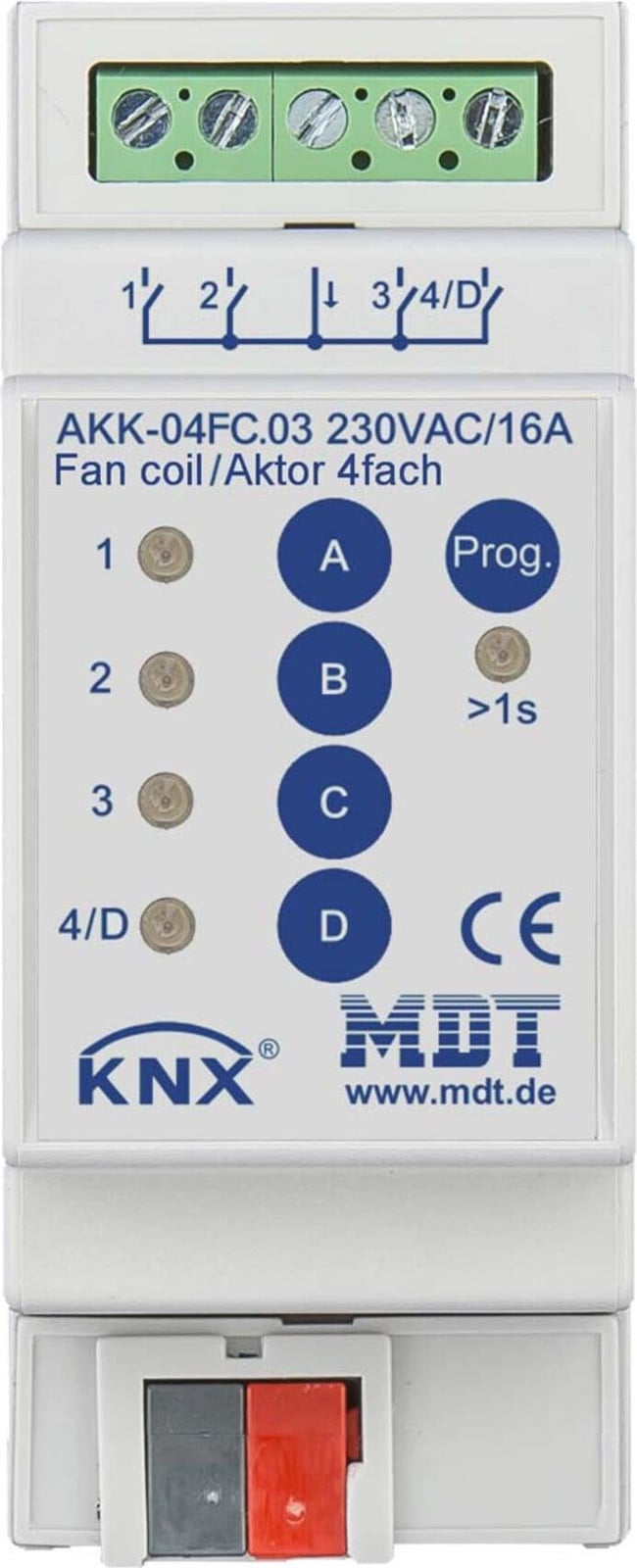 MDT KNX 4-voudig schakelrelais 16A met REG-functie
