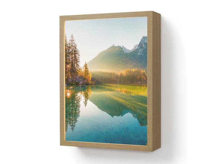 OnlyWow Wandleuchte MIT Akku See - Wald - Berge - Natur - Sonne - Landschaft 30x40 cm, Grün, Rechteckig, LED integrated, 30x40x8 cm, Lampen & Leuchten, Innenbeleuchtung, Wandleuchten