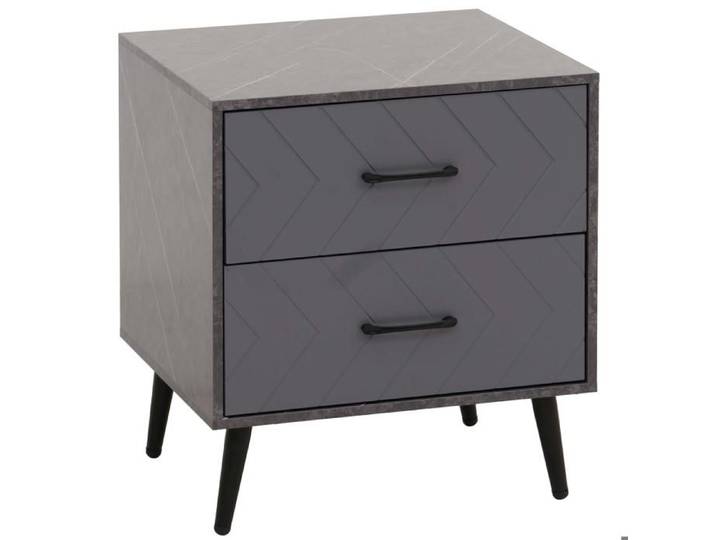 MCW Table de chevet MCW-N89 55x48x40cm imitation marbre gris