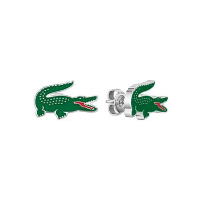 Paar Ohrstecker LACOSTE "ARTHOR", grün (edelstahlfarben, grün), Ohrringe, Herren, Edelstahl, mit Emaille